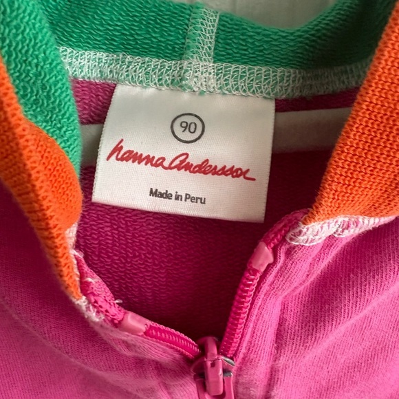 Hanna Andersson Colorblock Zipup Hoodie Sz 3 - Picture 2 of 7